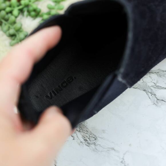 Vince Kewolna Mid-Top Navy Blue Suede Leather Pull On Sneakers Size 9 Men's - Picture 5 of 6